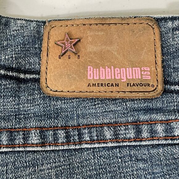 Vintage 90s Y2k Bubblegum Embroidered Stretch Flare Jeans Trashy 9 10 - Picture 7 of 10